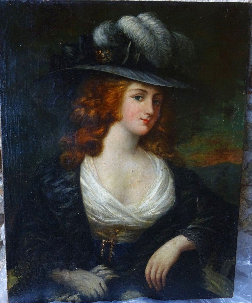 Portrait De Femme Ecole Anglaise Du XVIIIème Siècle Huile Sur Toile-photo-2