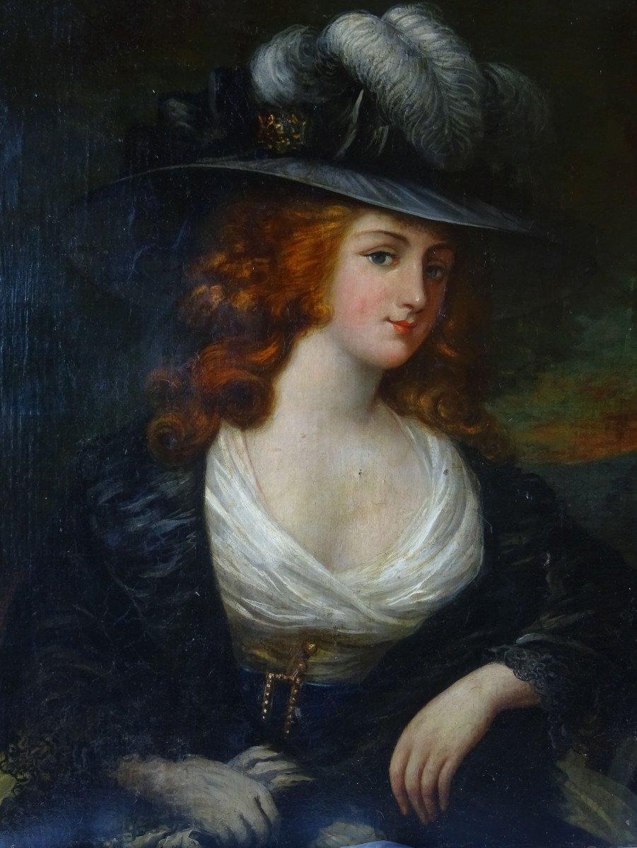 Portrait Of Woman English School Of The Eighteenth Century Oil On Canvas-photo-3