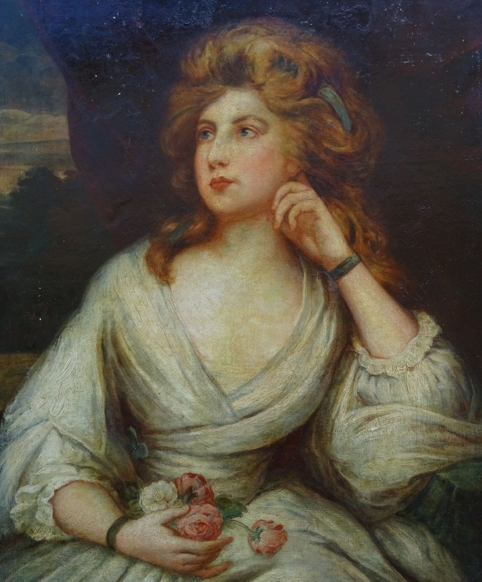 Portrait Of Young Woman English School Of The Eighteenth Century Oil On Canvas-photo-4