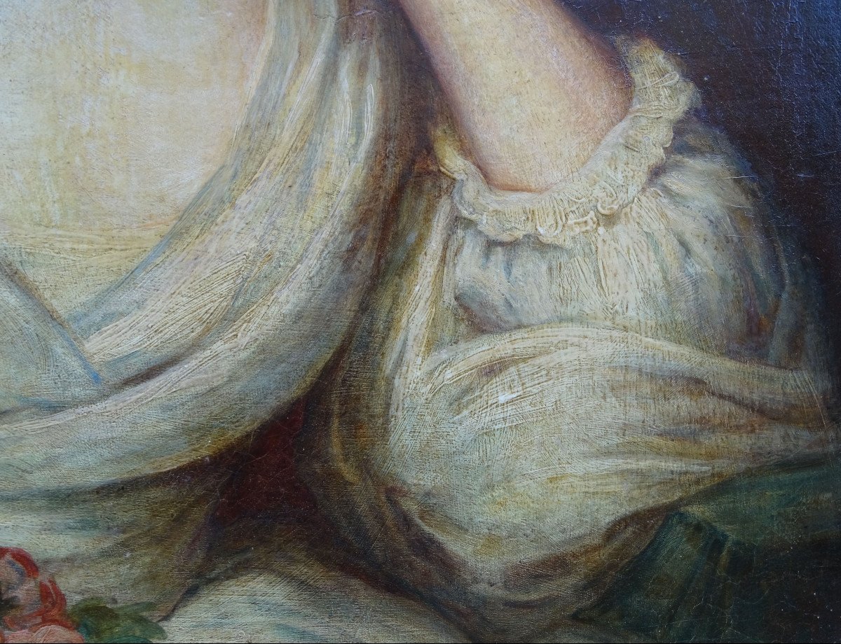 Portrait De Jeune Femme Ecole Anglaise Du XVIIIème Siècle Huile Sur Toile-photo-6