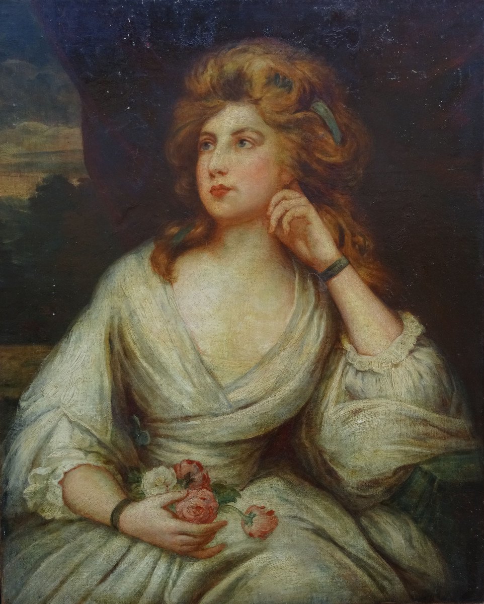 Portrait De Jeune Femme Ecole Anglaise Du XVIIIème Siècle Huile Sur Toile