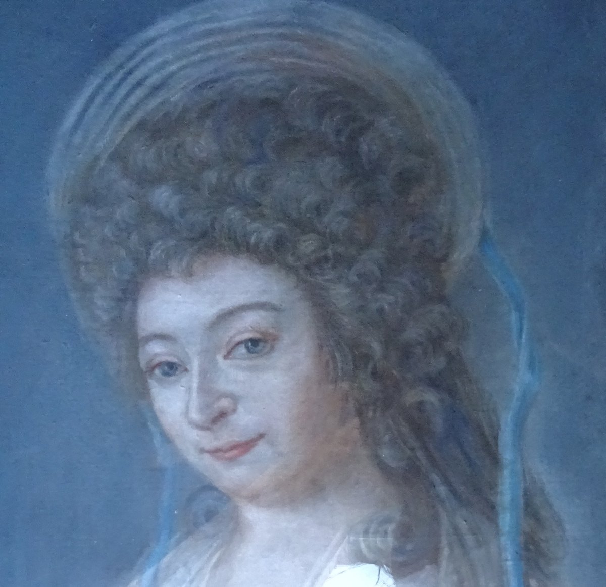 Portrait Of A Woman From The Louis XVI Period French School From The Eighteenth Century Pastel-photo-3