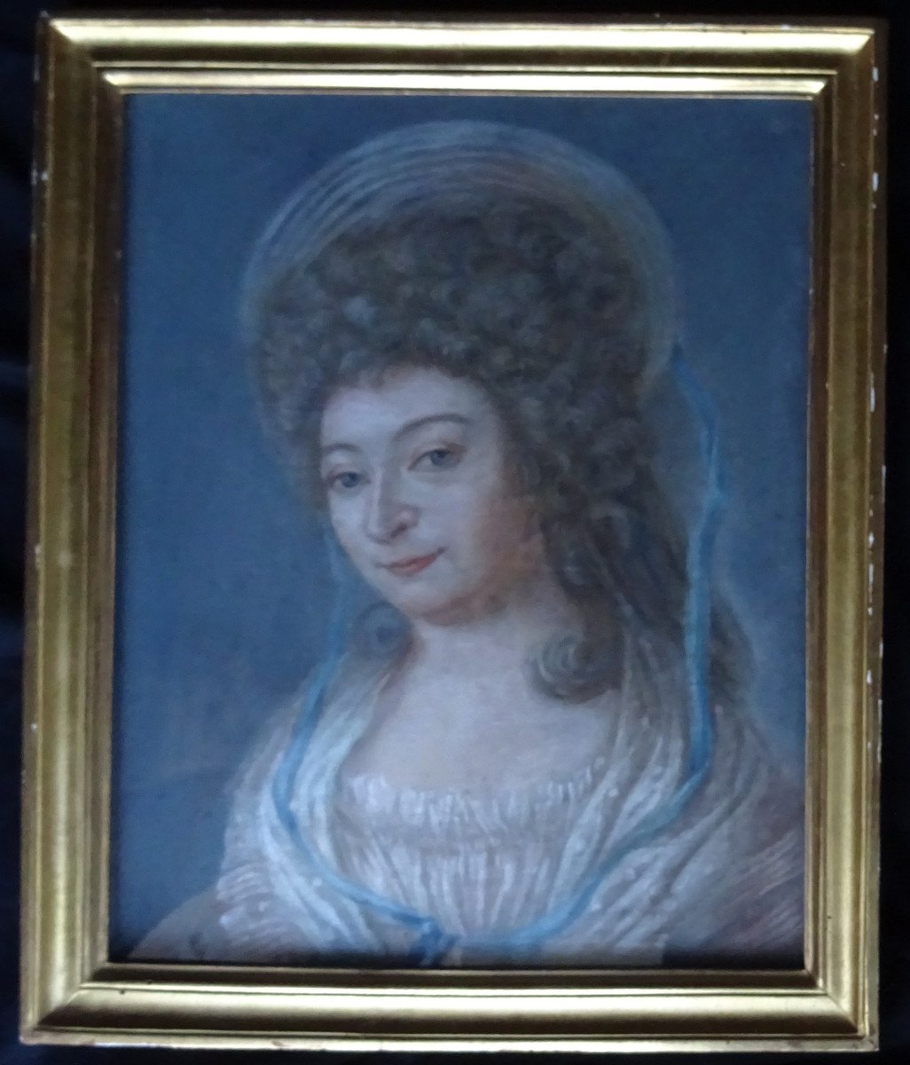 Portrait De Femme d'Epoque Louis XVI Ecole Française Du XVIIIème Siècle Pastel