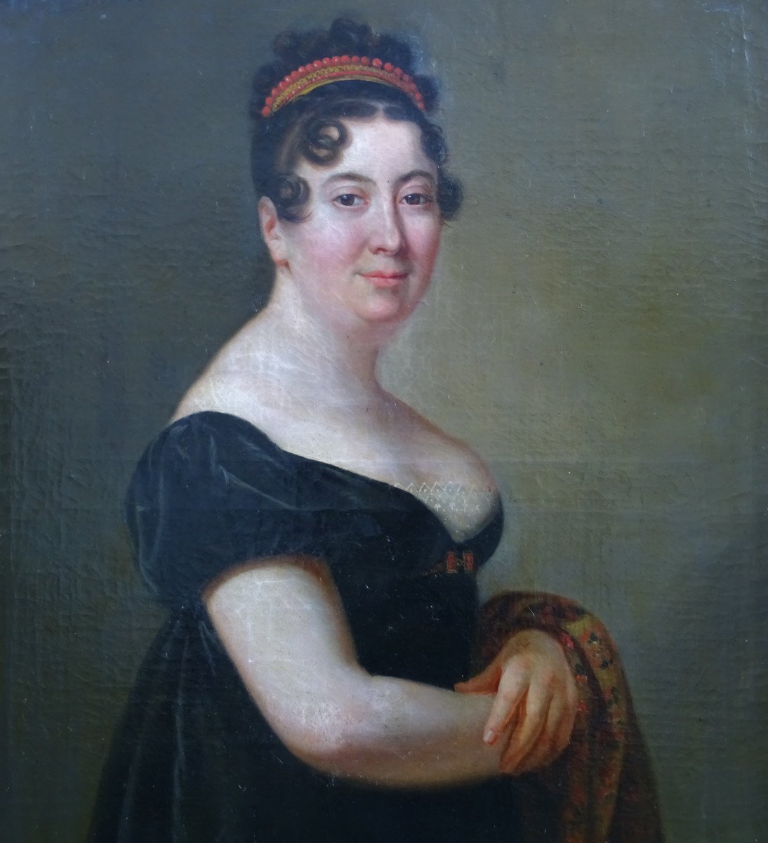 Portrait De Femme Epoque Ier Empire Ecole Française Du XIXème Siècle Hst-photo-4