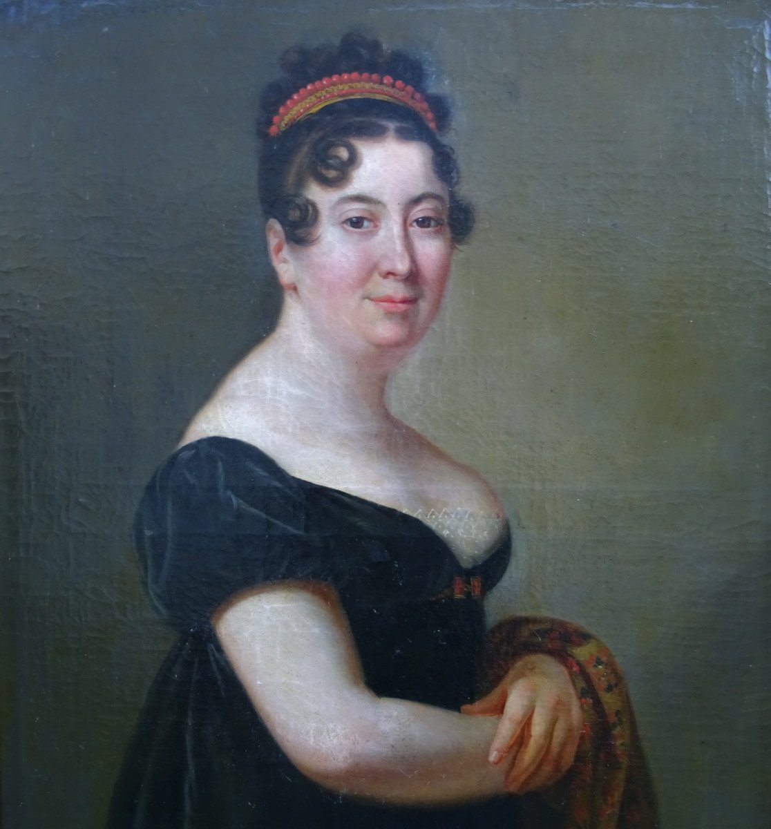 Portrait De Femme Epoque Ier Empire Ecole Française Du XIXème Siècle Hst-photo-1