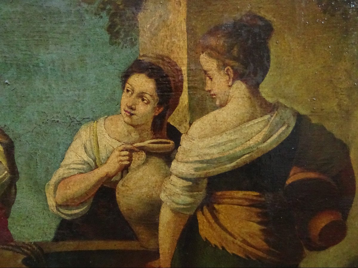 Tableau Rebecca et Eliezer Ecole Française du XIXe siècle H/T d'après Bartolomé Murillo-photo-4