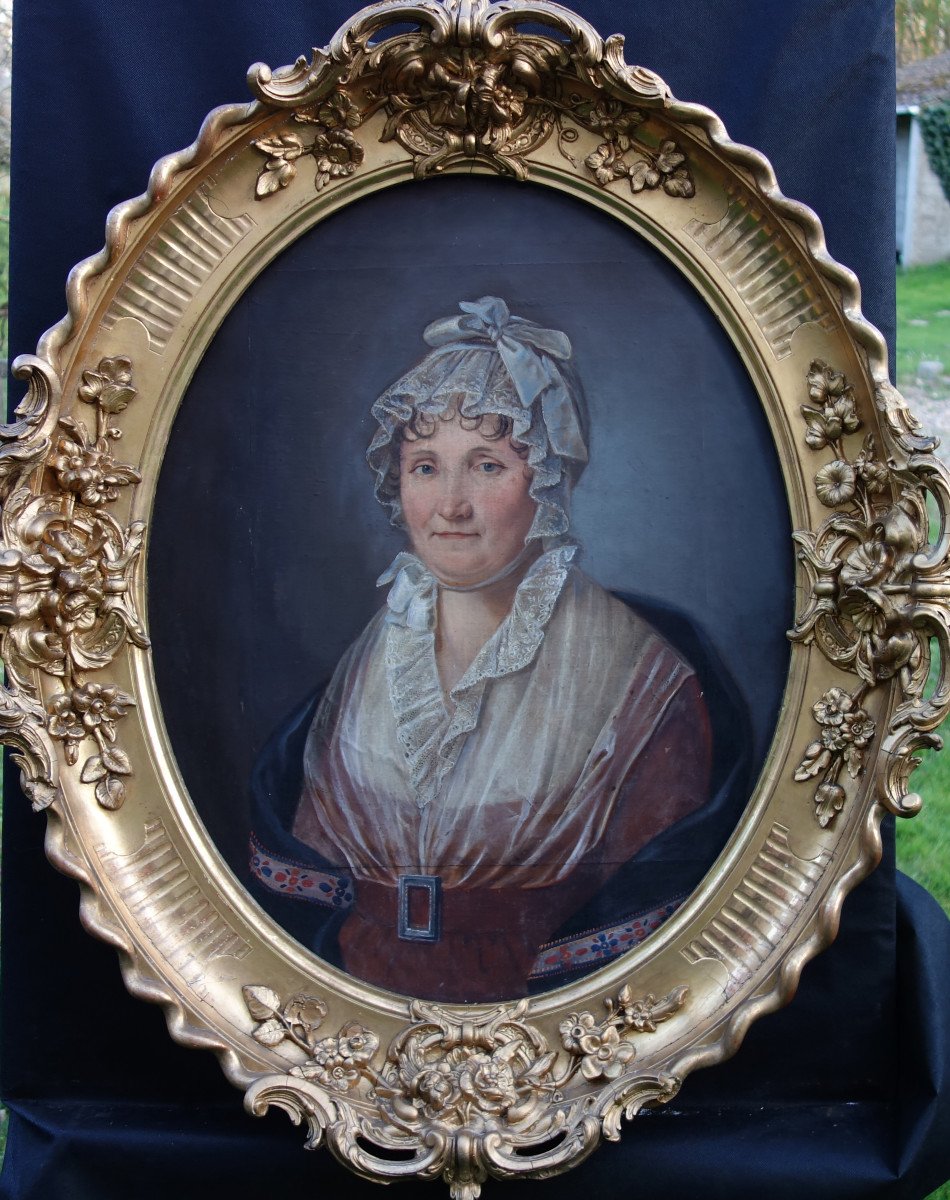 Portrait De Femme Epoque Empire Ecole Française Du Début Du XIXème Siècle H/T-photo-2