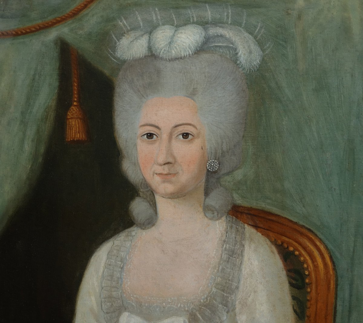 Portrait De Femme d'Epoque Louis XVI Ecole Française Du XVIIIème Siècle H/T-photo-2
