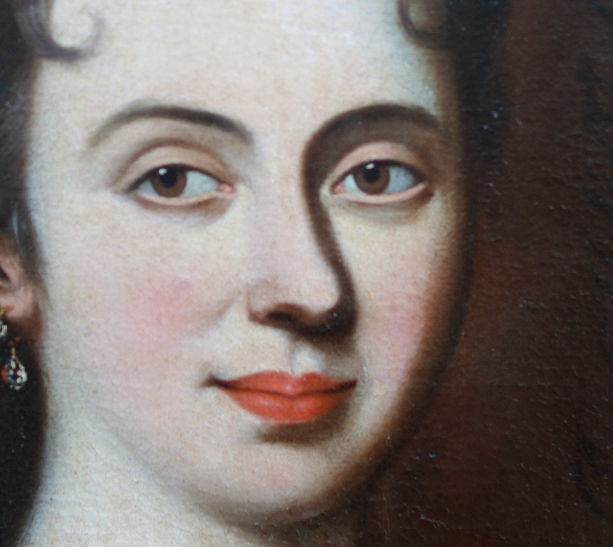Large Portrait Of A Woman From The Louis XIV Period French School Of The XVIIth Century H/t-photo-5