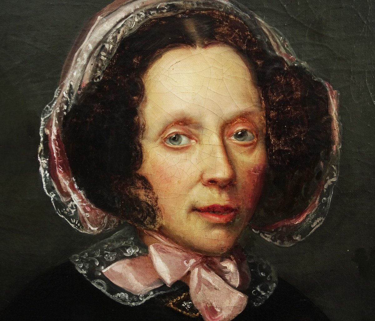 Portrait De Femme d'Epoque Louis Philippe Ecole Française Du XIXème Siècle H/t-photo-4