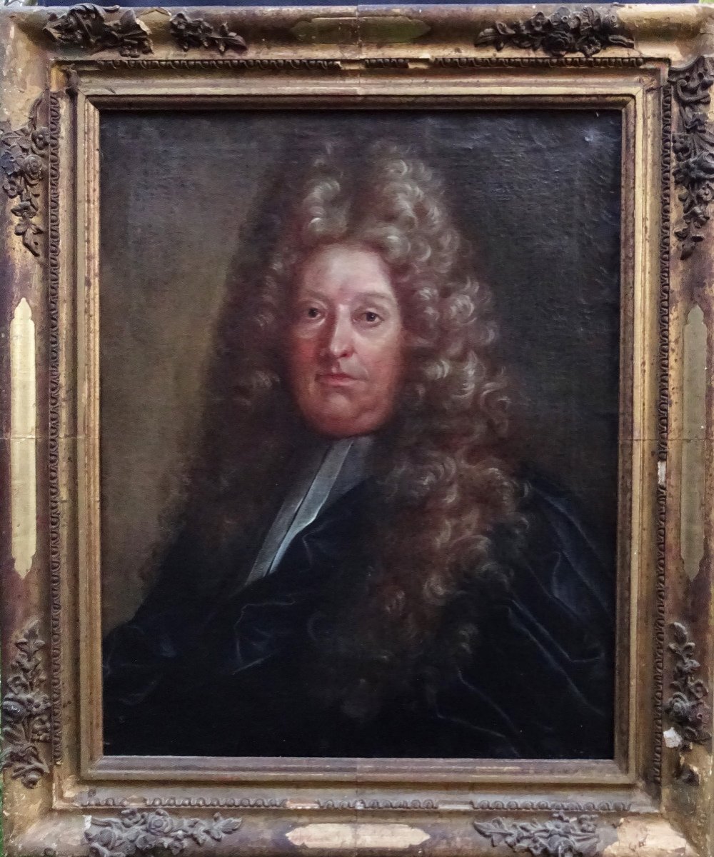 Restout Portrait Of A Man Louis XIV Period French School Of The Eighteenth Century H/t-photo-2