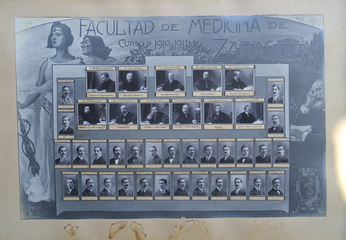 Panneau Fac De Médecine Zaragoza Photos Originales De Médecins 1911 Espagne-photo-2