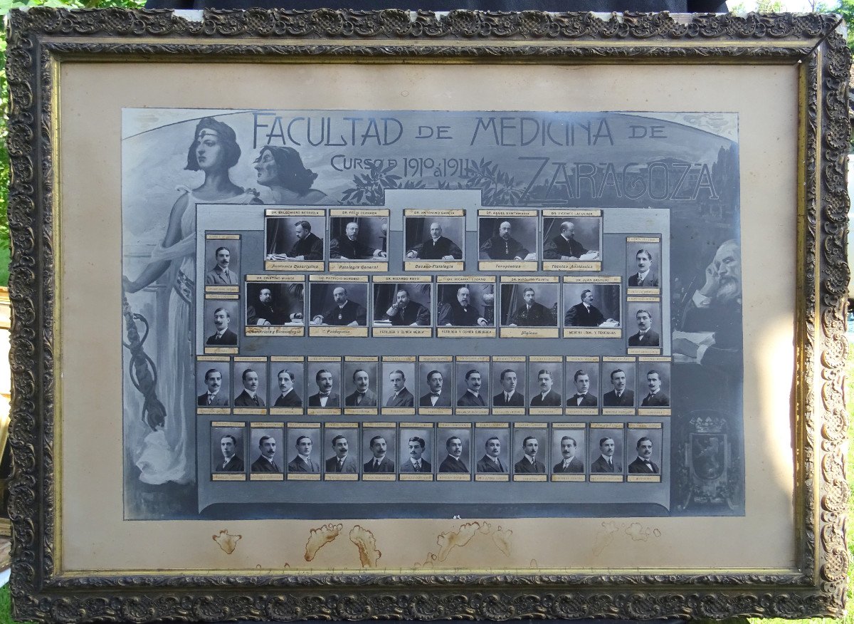 Panneau Fac De Médecine Zaragoza Photos Originales De Médecins 1911 Espagne