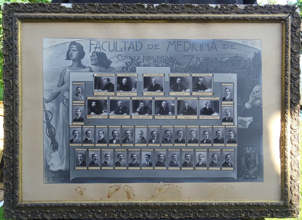 Panneau Fac De Médecine Zaragoza Photos Originales De Médecins 1911 Espagne