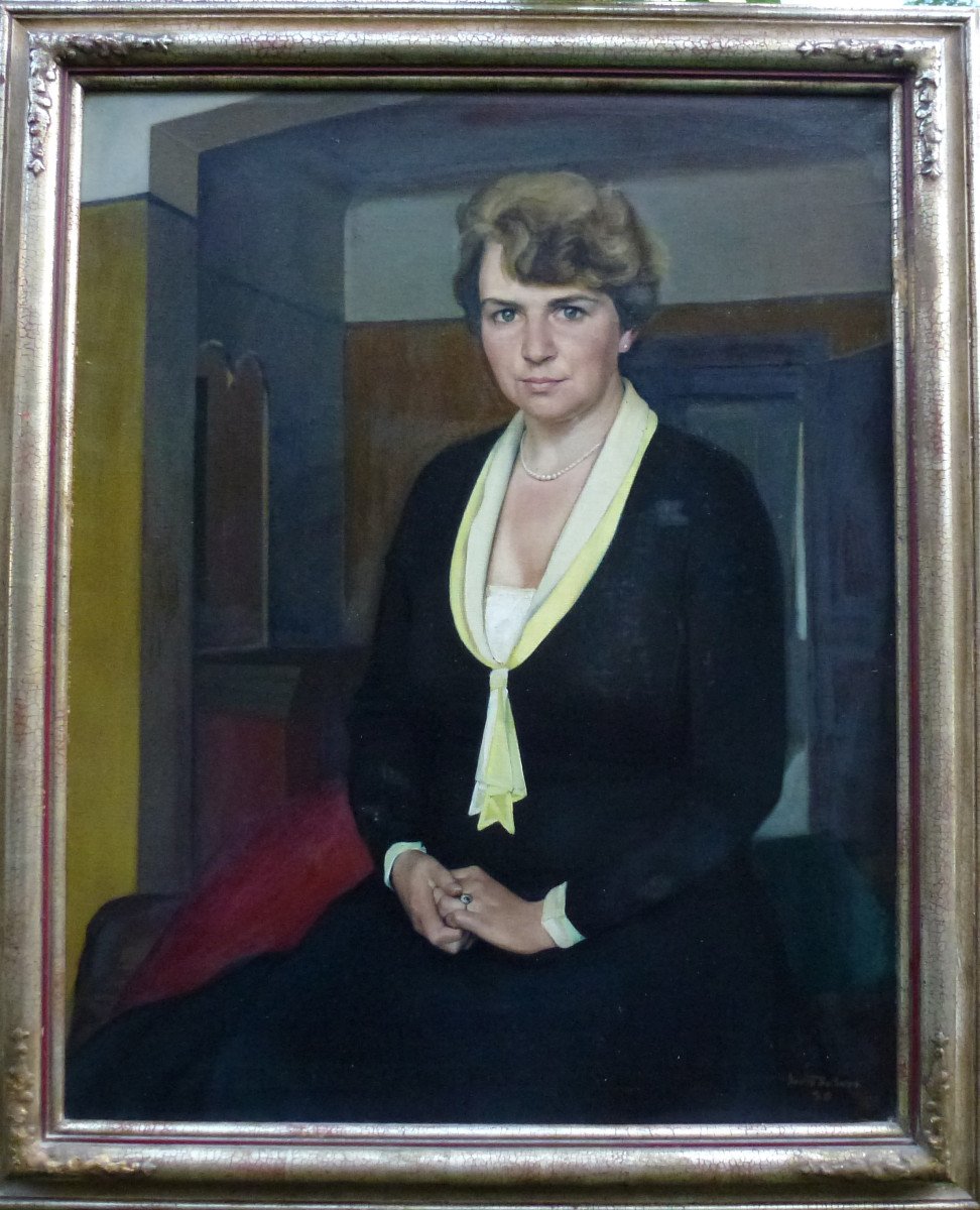 Portrait De Femme Ecole Française Du XXème Siècle Huile/toile Signée-photo-2