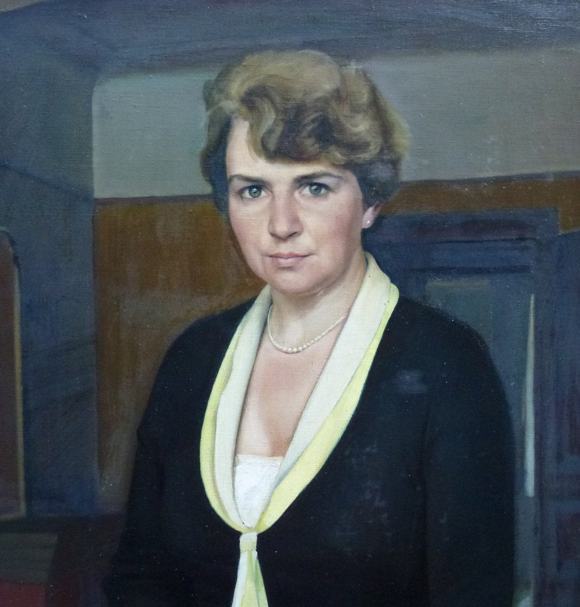 Portrait De Femme Ecole Française Du XXème Siècle Huile/toile Signée-photo-1