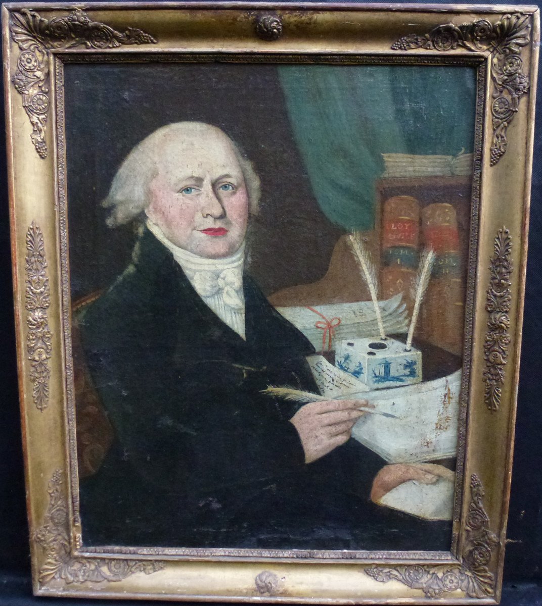 Portrait d'Homme Juriste Révolution Française Huile/toile Du XVIIIème Siècle