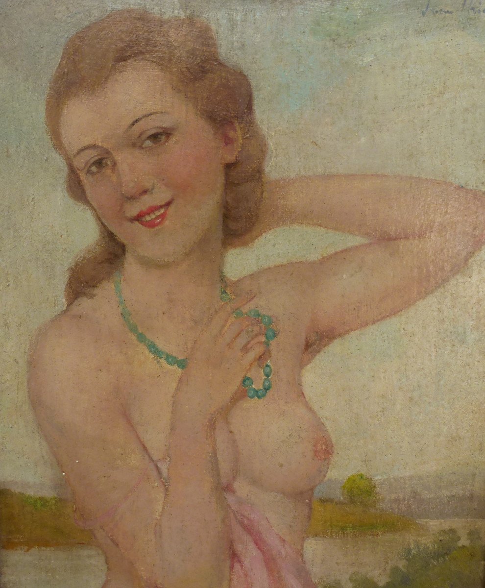 Jean Urièle Wore Woman Bather Oil On Panel From The Twentieth Century-photo-4