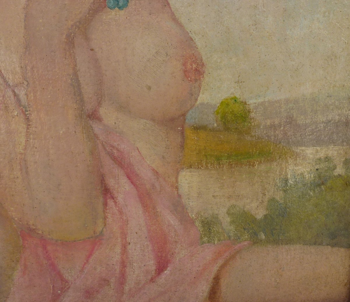 Jean Urièle Wore Woman Bather Oil On Panel From The Twentieth Century-photo-1