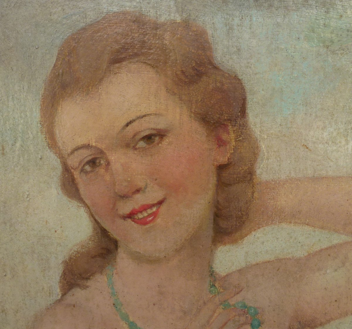 Jean Urièle Wore Woman Bather Oil On Panel From The Twentieth Century-photo-3