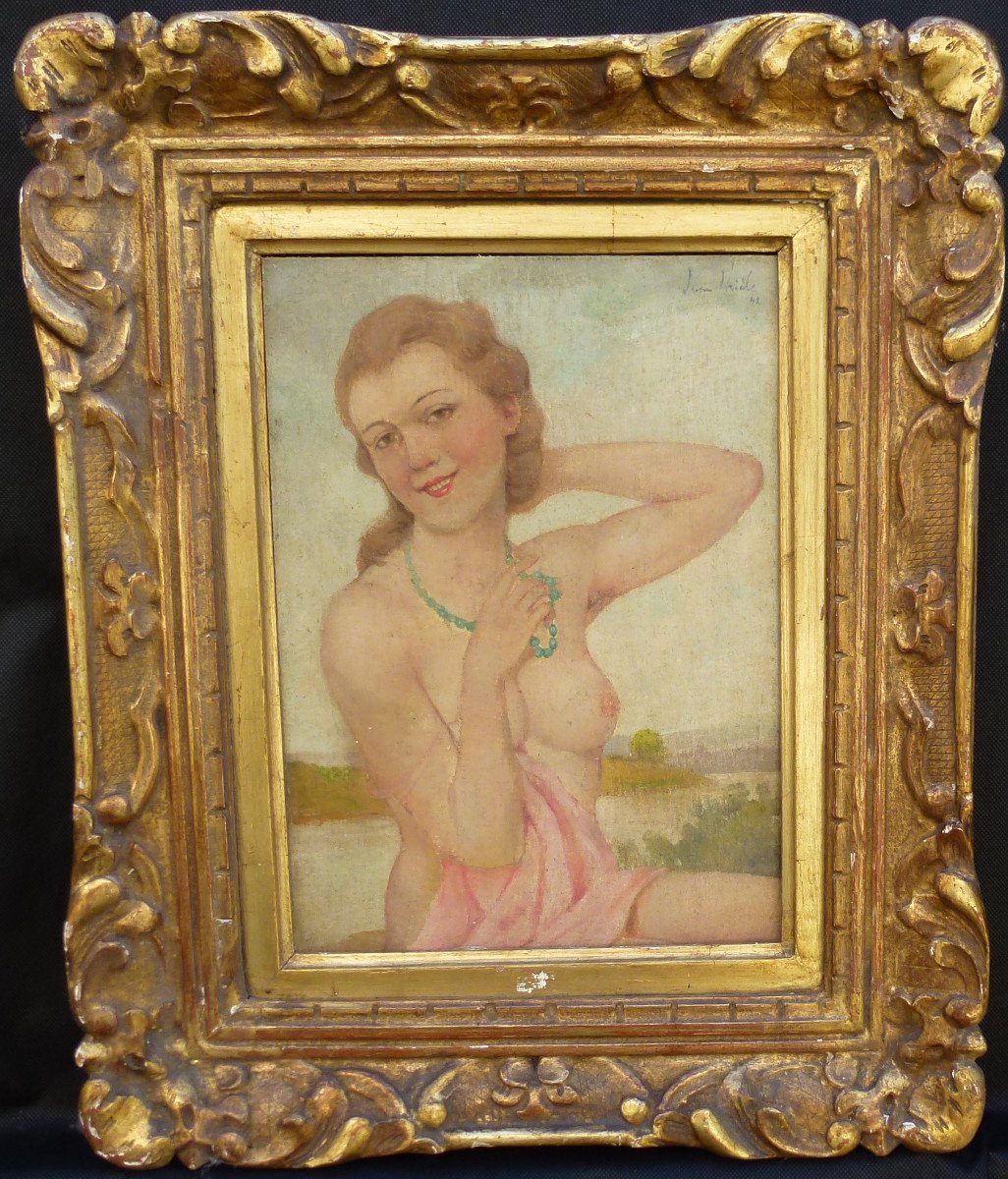 Jean Urièle Wore Woman Bather Oil On Panel From The Twentieth Century