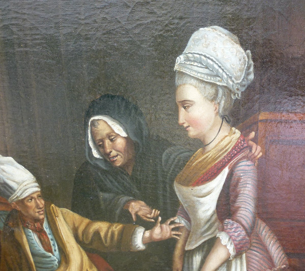 Tableau Scène De Genre Ecole Française Du XVIIIème Siècle Huile/toile-photo-4