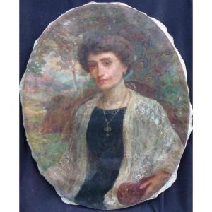 Albert Charpentier Portrait De Femme Huile/toile Début XXème Siècle 1912