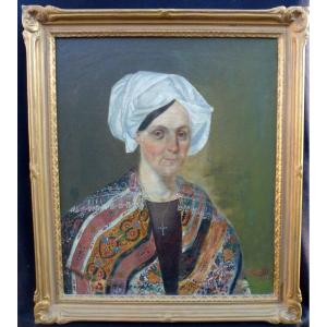 Portrait Of Woman In Turban Oil / Canvas From The XIXth Century Signed