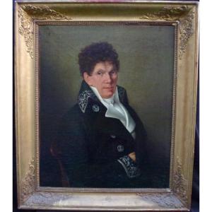 Portrait d'Homme Préfet Epoque Louis XVIII Huile/toile Début XIXème Siècle