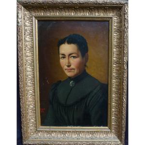 Gianet Portrait De Femme Huile/panneau De La Fin Du XIXème Siècle 1890 Signé