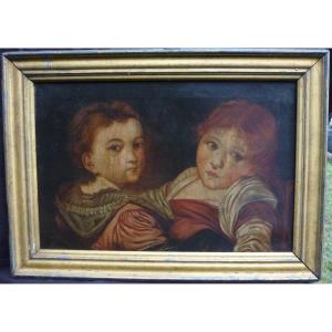 Portrait Of Children French School From The XIXth Century Oil / Canvas
