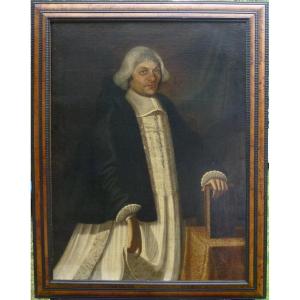 Large Portrait Of Ecclesiastical Man Oil / Canvas From The Eighteenth Century