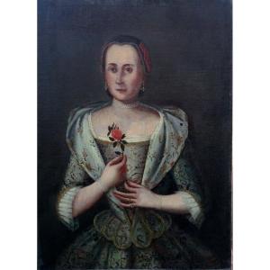 Johannes Michael Portrait De Femme Epoque XVIIIème Ecole Allemande Huile/toile