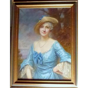 Marie d'Epinay Portrait Of A Woman French School Early 20th Century Pastel Signed