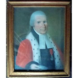 Portrait Of A Male Magistrate With An Ermine Mantle Pastel From The 19th Century