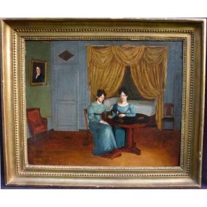 Genre Scene Reading Charles X Period French School Of The 19th Century Oil/canvas
