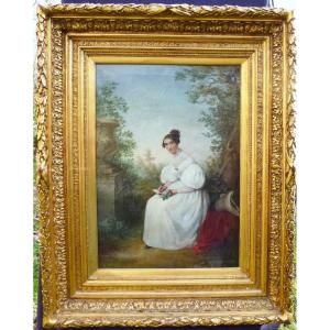 Grand Portrait De Jeune Femme Mélanie Lannuyer Huile/toile Du XIXème Siècle