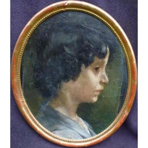 Portrait De Jeune Femme De Profil Huile/toile Fin XIXème Siècle