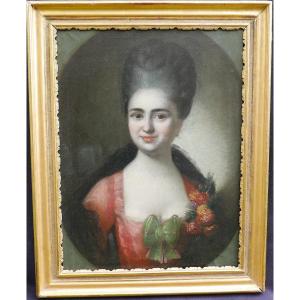 Portrait Of Woman Priscille De Massane Oil/canvas From The 18th Century