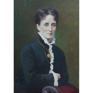 Carlo Ferrari Portrait De Femme Ecole Italienne Huile/toile du XIXème Siècle