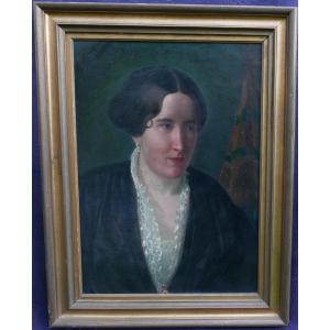 Portrait Of A Woman French School From The 19th Century Oil/canvas