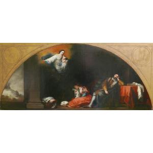 Scène De Genre Le Rêve Du Patricien d'Après Murillo Huile/toile Du XIXème Siècle