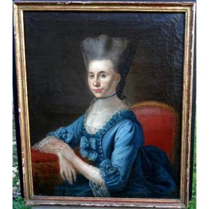 Delerive Portrait De Femme Epoque Louis XVI Huile/toile XVIIIème Siècle