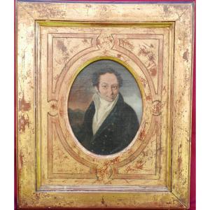 Portrait Of A Man By Jean-baptiste Quidant, Oil/panel, 19th Century