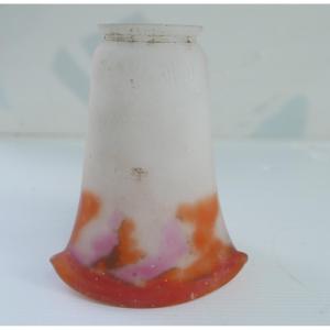 Lunéville Muller Frères Tulip In Orange Marbled Glass, Early 20th Century