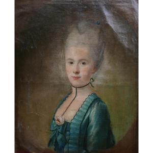 Portrait d'une Femme Epoque Louis XVI Huile/Toile du XVIIIème siècle