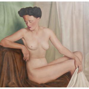 Ferdinand HARMIGNIE Grand Nu Portrait de Femme Huile/Toile XXème siècle