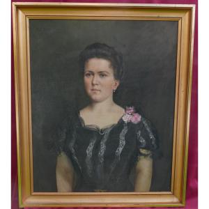 Mogy Portrait Of A Woman Signed Oil/canvas Early 20th Century