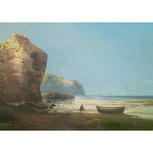 Godchaux Large Seascape Seaside Oil/canvas 19th Century Signed