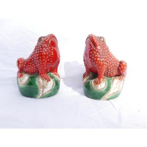 19th Century Chinese Earthenware Toads